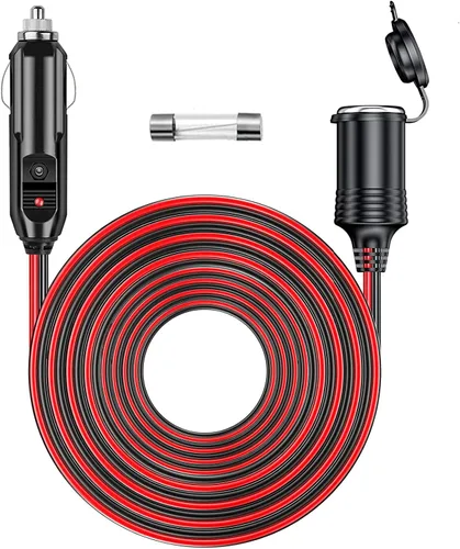 Vista 8 de Cable de extensión de encendedor de cigarrillos resistente de 12 V/24 V de 6 pies con luz LED para bomba de neumáticos de automóvil, compresor