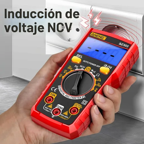 Vista 4 de Probador de multímetro digital, medidor de voltaje, mide corriente CA/CC/voltaje, diodo NCV y frecuencia de resistencia de continuidad para toma