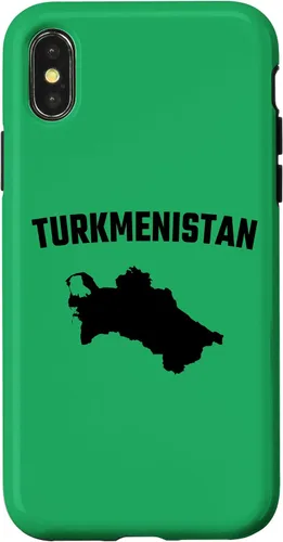 Vista 4 de iPhone 15 Isolated black silhouette of a map of Turkmenistan Case