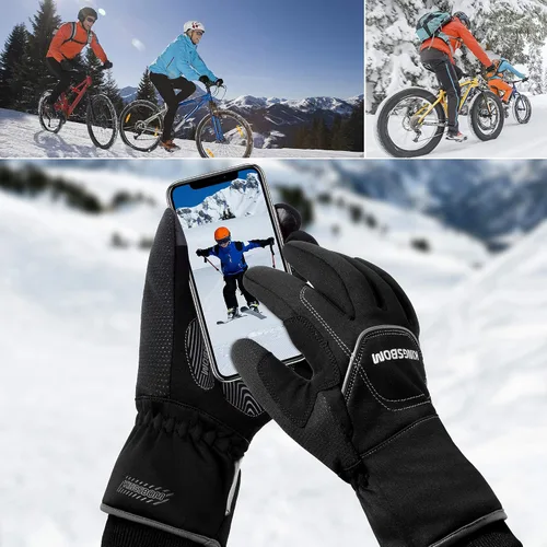 Vista 6 de KINGSBOM -Guantes térmicos impermeables y resistentes al viento de 40 - Guantes térmicos Thinsulate 3M Thinsulate para pantalla táctil de invierno