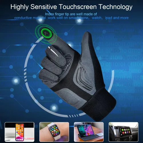 Vista 3 de Souke Sports Guantes de ciclismo de invierno para hombres y mujeres, guantes de bicicleta acolchados con pantalla táctil, resistentes al agua