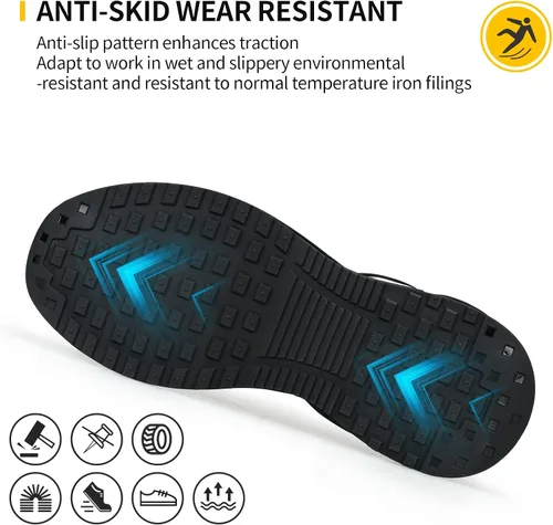 Vista 4 de Zapatos de punta de acero para hombres, zapatos compuestos para hombres de trabajo para mujeres, zapatos de seguridad con punta de acero, ligeros