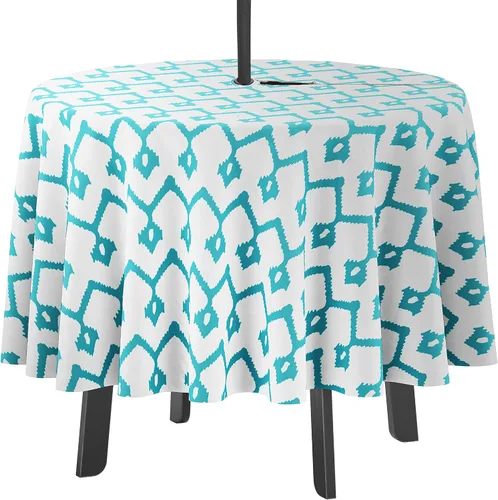 Vista 34 de Mantel redondo para interior/exterior de 58 pulgadas, mantel redondo impermeable para patio, manteles para mesa circular de primavera/verano