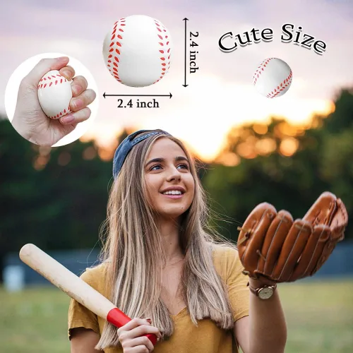 Vista 2 de 24 piezas de pelota antiestrés de béisbol, pelota de espuma de 2.5 pulgadas mini para apretar, pelota deportiva relajante para recuerdos temáticos
