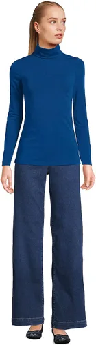 Vista 4 de Lands' End - Suéter ajustado, ligero, de cuello alto y manga larga para mujer
