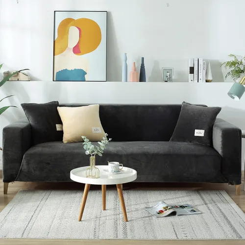 Vista 9 de ele ELEOPTION Fundas de terciopelo elástico para sofá de 3 cojines, fundas de sofá, protector de muebles suave del terciopelo grueso