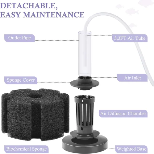 Vista 5 de FEDOUR Filtro de esponja para acuario, filtros de esponja bio de aireación ultra silenciosos para cría de camarones fritos Betta Fish Tank, filtro