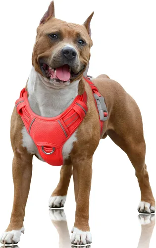 Vista 12 de BARKBAY Arnés para Perro Sin Tirones Talla Grande Arnés Reflectante para Perro con Clip Frontal y Asa de Control Fácil para Caminar Entrenar Correr