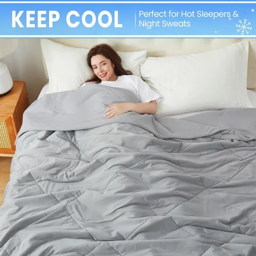 Vista 2 de Dreamhood Manta refrescante Arc-Chill Cool Summer Blanket con Q-Max > 0.45 fibra de enfriamiento perfecta para sudores nocturnos y personas que