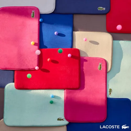 Vista 8 de Lacoste Alfombra de baño de espuma viscoelástica, tapete de baño de vellón ultrasuave con logotipo de cocodrilo bordado, súper absorbente