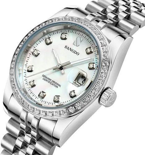 Vista 2 de Relojes automáticos de lujo para hombre, reloj automático de viento automático, con ventana de calendario inoxidable, resistente al agua, reloj