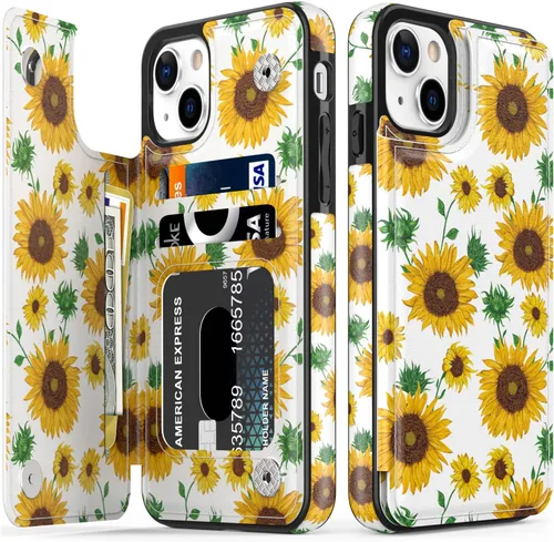 Vista 200 de LETO para iPhone 15 Pro Funda tipo cartera - Tapa tipo folio con patada - Diseños de moda - Tarjetero - Funda protectora para mujeres y niñas - 6.1