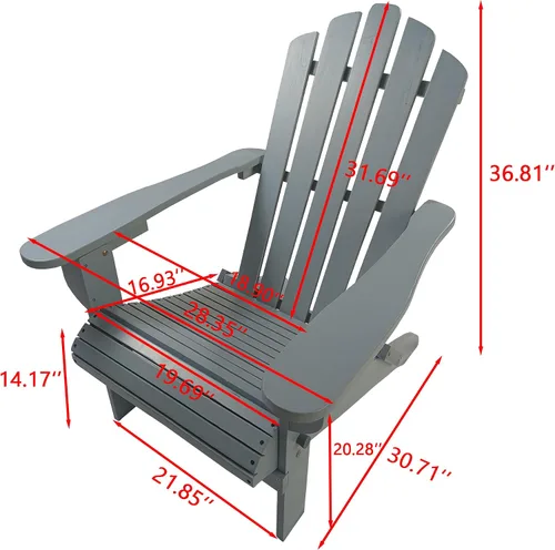 Vista 2 de Folding Adirondack Chair – Outdoor Chairs for Patio, Garden, Fire Pit 250 LBS Capacity, Solid Hardwood, Wide Armrests