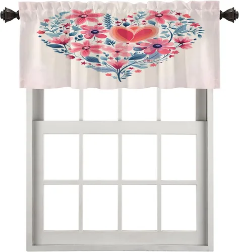 Vista 108 de Cortinas de cocina de hojas de arce otoñales para ventanas, hojas verdes y rojas sobre cenefas opacas negras, tratamientos de ventana de poliéster