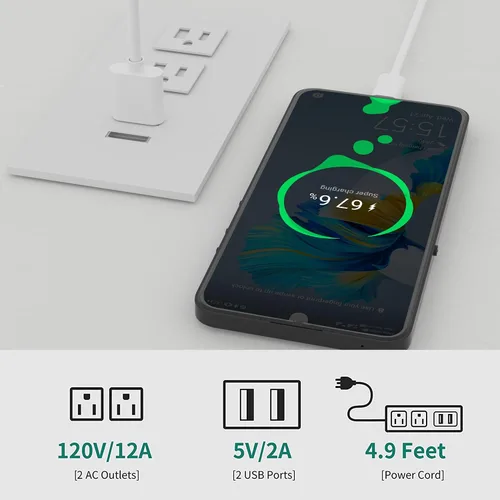 Vista 5 de Linique Soporte de TV multifuncional con luz LED, sistema de música, 2 puertos USB y 2 salidas de CA, moderno centro de entretenimiento con 2