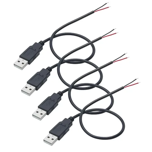 Vista 9 de USB A hembra a 2 Pin alambre desnudo, cable de coleta USB 5V/3A ninguna función de datos USB Open End Power Cable 11", Tinned Tail, 22AWG for USB
