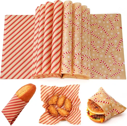 Vista 8 de Maitys 100 hojas de papel encerado de Navidad para alimentos, envoltura