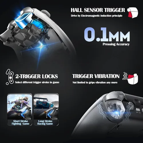 Vista 6 de BEITONG Zeus 2 Elite Wireless Controller - Hall Effect Triggers, Optical Buttons, 1000Hz Polling, 1000mAh, Multi-Platform for PCNSiOSAndroid
