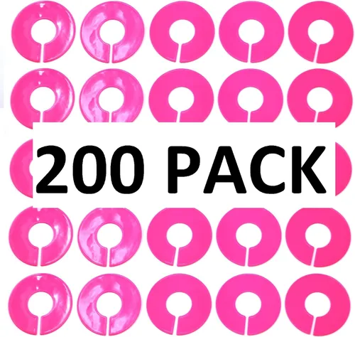 Vista 5 de JSP Manufacturing Divisores de tamaño de estante en blanco redondos de plástico rosa - Paquete múltiple (25)