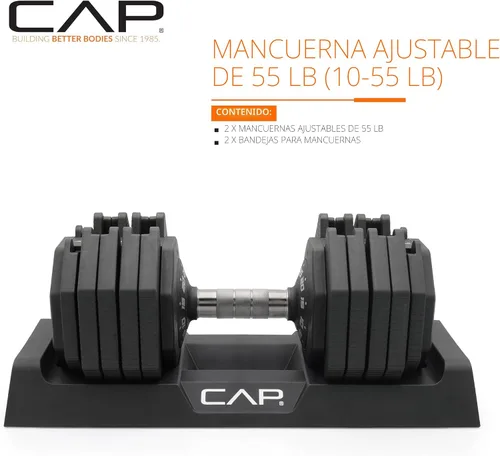 Vista 2 de CAP ADJUSTABELL - Juego de mancuernas ajustables de selección rápida de primera calidad para entrenamiento de fuerza, individuales y pares, 12.5