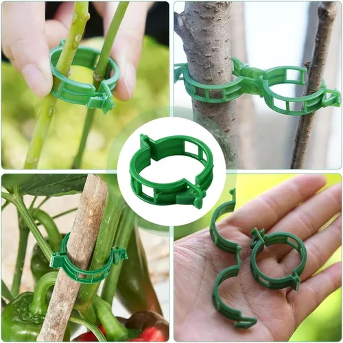 Vista 6 de Clip de plástico seguro para plantas, clips de soporte reutilizables para plantas, clips de plástico para tomate para asegurar plantas trepadoras