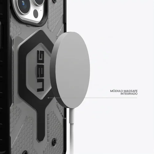 Vista 4 de URBAN ARMOR GEAR UAG Funda [Versión Actualizada] Compatible con iPhone 15 Pro 6.1" Pathfinder Transparente Ceniza/Negro Imán Integrado Compatible