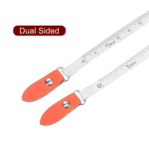 Vista 4 de HARFINGTON Cinta métrica retráctil redonda de 59.1 in/60 pulgadas, funda de cuero suave, tamaño de bolsillo para cuerpo, tela, medidas de costura