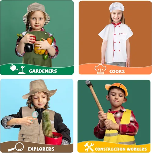 Vista 2 de Vicenpal Juego de 4 juegos de 12 piezas de disfraces para niños, regalos de Navidad, juego de rol, disfraz para niños y niñas