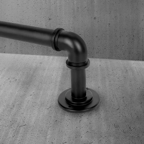 Vista 9 de OLV - Barra de cortina industrial envolvente de 36 a 91 pulgadas, color negro Negro mate