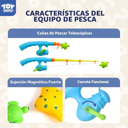 Vista 6 de TOY Life Juego de pesca magnético para 2 jugadores para niños de 3 a 5 años, juego de caña de pescar para niños pequeños con juguetes de peces