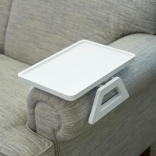 Vista 18 de Shamrock Home Mesa Bandeja de Bambú para Brazo de Sofá, Mesa Bandeja con Clip para Sofás. Bandeja de Brazo de Sofá para Cenas de TV, Controles