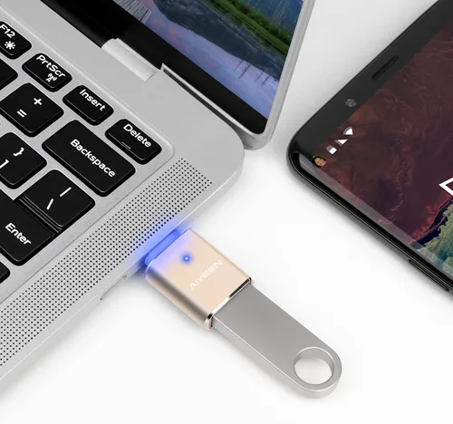 Vista 3 de Adaptador USB C a USB (paquete de 2), USB C macho a USB 3.0 hembra adaptador OTG convertidor compatible con MacBook Pro 2019/2018/2017, MacBook Air