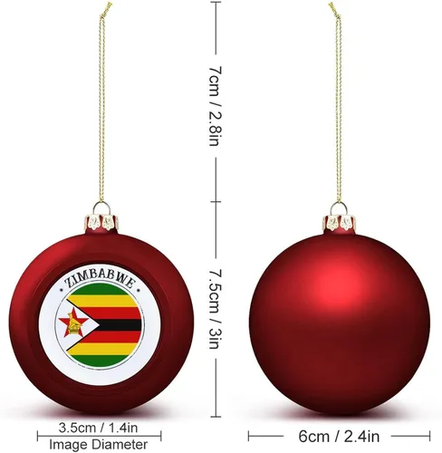 Vista 2 de Adorno de bola de Navidad de Zimbabwe, bandera de Zimbabue, adornos colgantes de recuerdo, regalo de recuerdo para árbol de Navidad, decoración