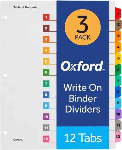 Vista 9 de Oxford OneStep Separadores de carpetas de anillos, juegos de separadores numéricos de 5 pestañas, tabla de contenido personalizable, funciona