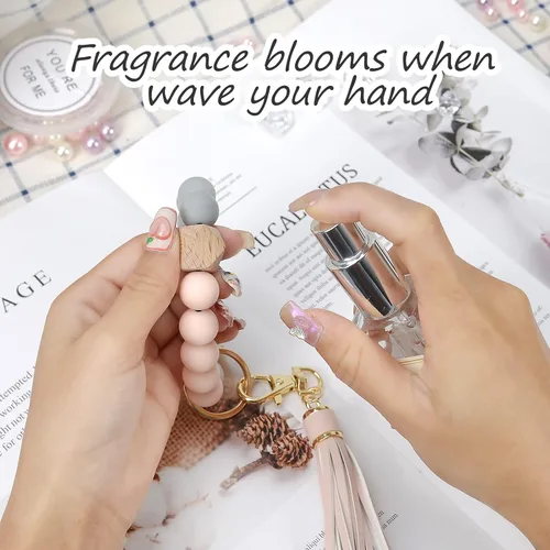 Vista 3 de YUOROS Llaveros para mujer, con cuentas de silicona, llavero de automóvil, pulsera