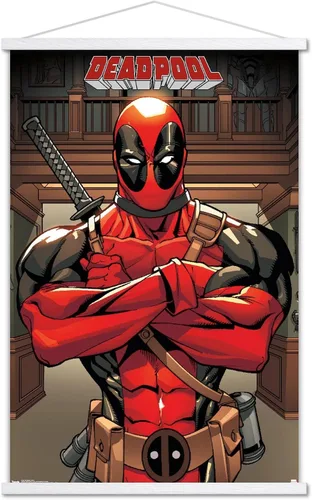 Vista 12 de Trends International Marvel Comics Deadpool - Póster de pared de postura, 14.725 x 22.375 pulgadas, versión enmarcada de madera de granero Versión
