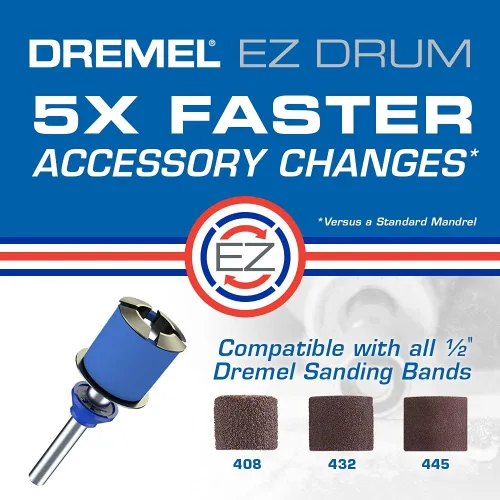Vista 8 de Dremel EZ725 - Juego de accesorios de herramientas rotativas multiusos de 70 piezas con kit de almacenamiento, EZ-Lock y tambor EZ para cambios