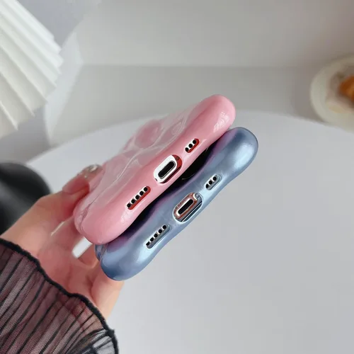 Vista 6 de Caseative Patrón de ondas onduladas de agua, color caramelo, suave, compatible con iPhone (azul, iPhone 12 Pro)