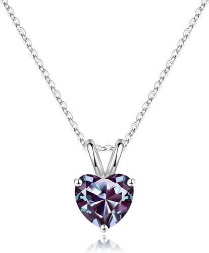 Vista 38 de SMILEST Dainty Heart Birthstone Necklace for Women, 925 Sterling Silver 01-enero-granate rojo