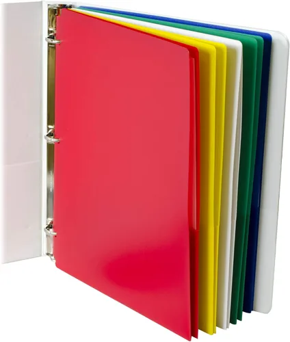 Vista 3 de Carpeta C-Line Poly Portfolio con dos bolsillos, resistente, con tres agujeros perforados, azul, caja de 25 carpetas (32935), Variados