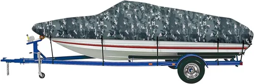 Vista 10 de iCOVER - Funda para lancha remolcable, resistente, impermeable, lona, grado marino, apta para lanchas de pesca y esquí, V-Hull, de 14-16 pies