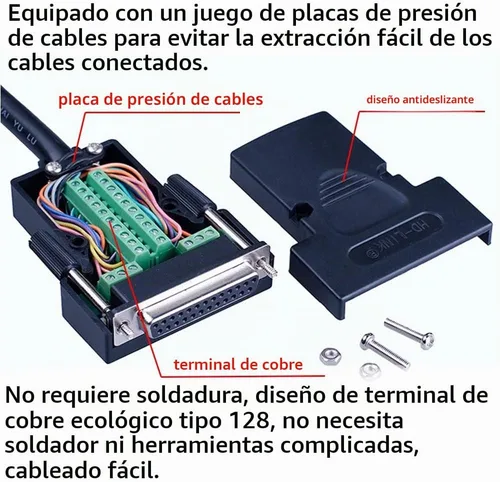 Vista 4 de 2 unids DB25 sin soldadura RS232 serie a 25 pines terminal
