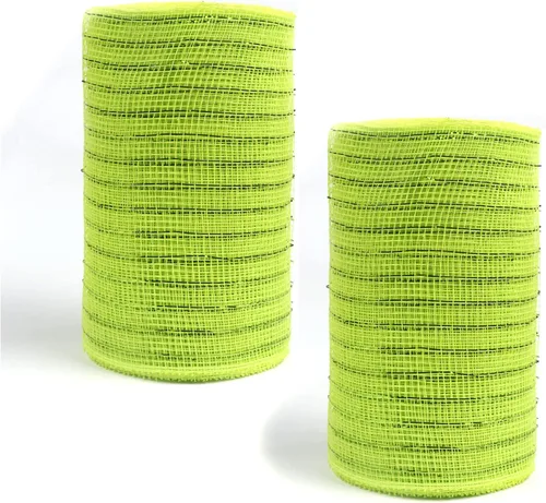 Vista 100 de YYCRAFT Paquete de 2 cintas de malla de polímero metálico de 6 pulgadas (total 20 yardas, verde manzana)