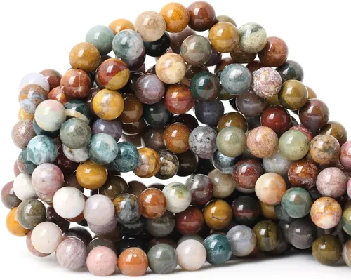 Vista 30 de Cuentas redondas sueltas de ágata estilo antiguo vena de dragón de 6mm, cuentas para diseño de joyas, 60 cuentas Ágata de vena de dragón