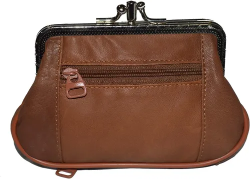 Vista 12 de Leatherboss - Cartera de piel auténtica con doble marco y bolsillo con cremallera