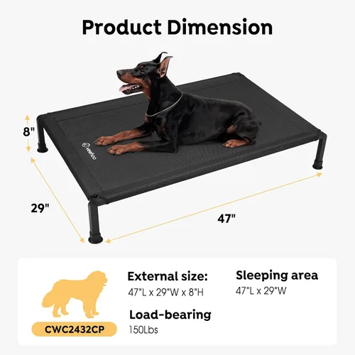 Vista 4 de Veehoo Cama elevada resistente para perros, cama elevada con malla Teslin lavable, pies antideslizantes, cuna de enfriamiento, uso en interiores
