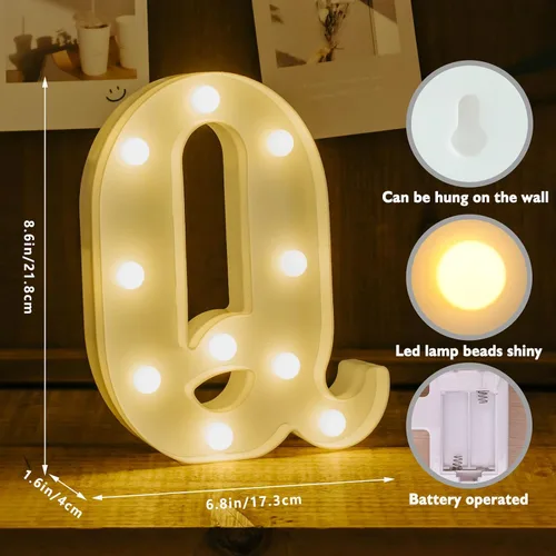 Vista 2 de Letras iluminadas, letras con luces LED de 26 alfabetos, letra decorativa iluminada, letras de marquesina LED que funcionan con pilas para fiestas