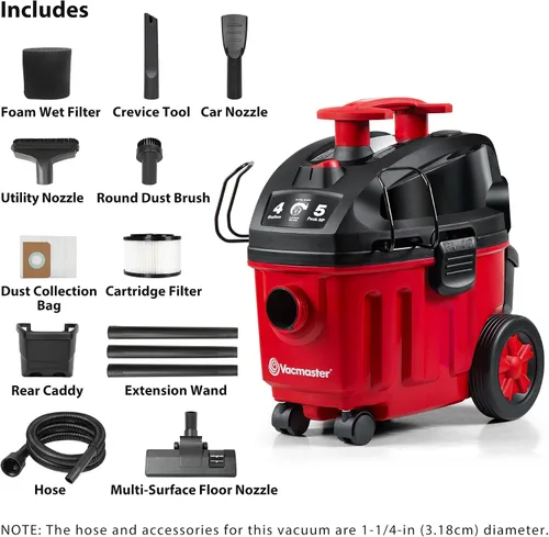 Vista 8 de Vacmaster Aspiradora doméstica húmeda/seca de 4 galones y 5 HP de potencia máxima - VF408B 1101