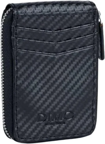 Vista 6 de Cartera RFID con bolsillo con cremallera para hombre, Negro -, Cremallera interior de fibra de carbono Id