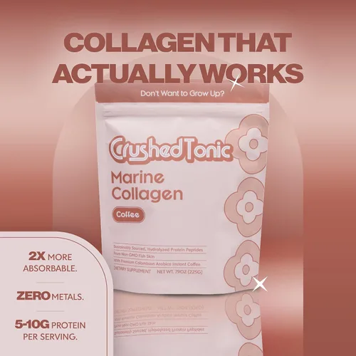 Vista 2 de Crushed Tonic Korean Beauty - Café de colágeno Péptidos de colágeno marino hidrolizados + café arábica Bebida K-Beauty Sin gluten, Halal